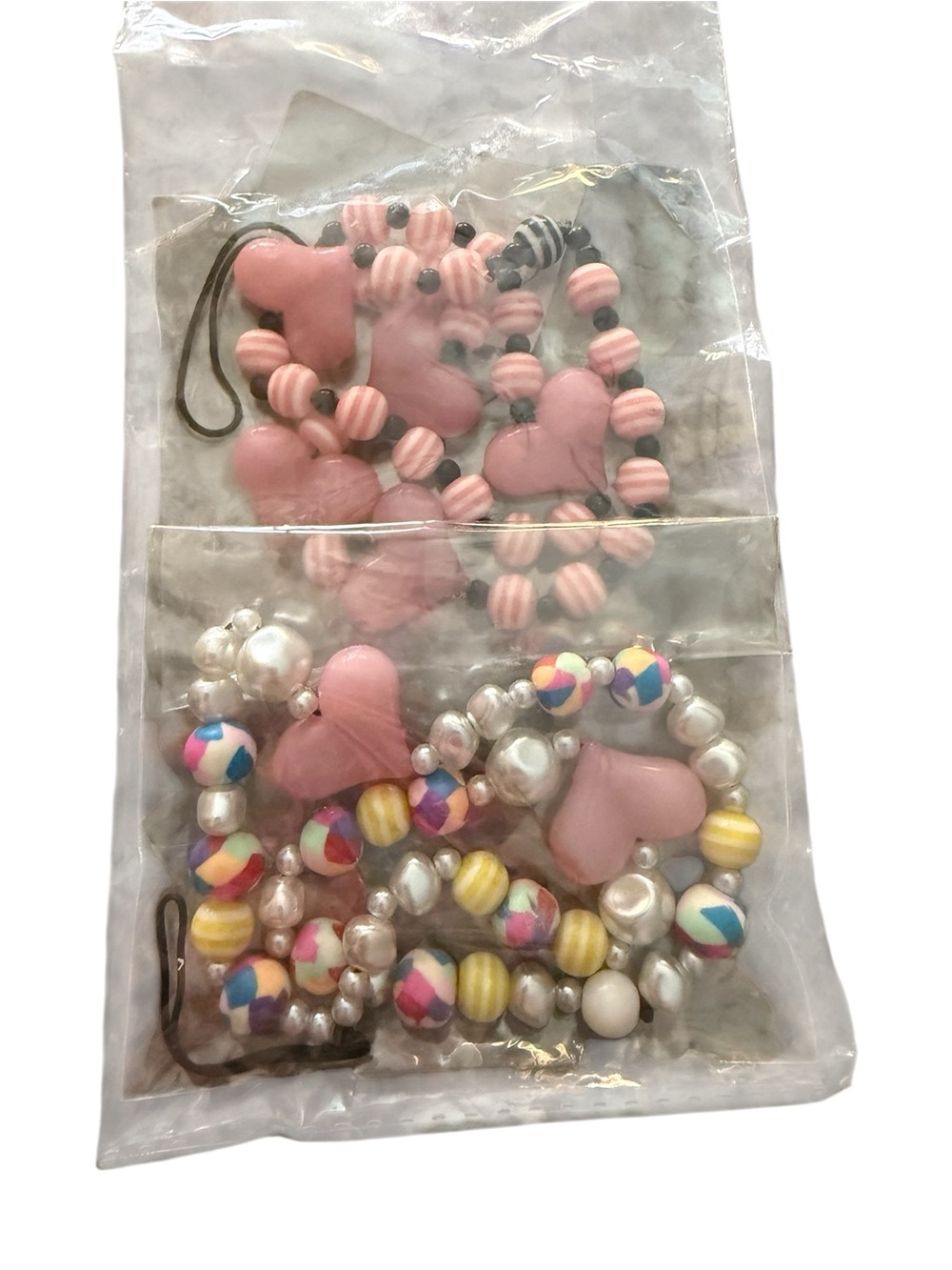Pink Heart Beaded phone straps 2 brand new